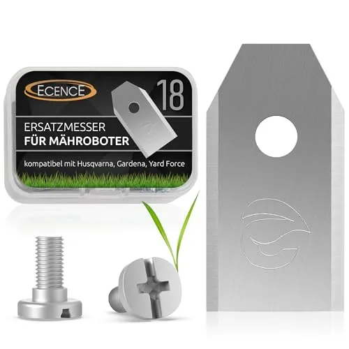 ECENCE Ersatzmesser für Mähroboter 18 Stück inkl. Schrauben, Klingen Rasenroboter kompatibel mit Husqvarna Automower, Gardena, Yardforce