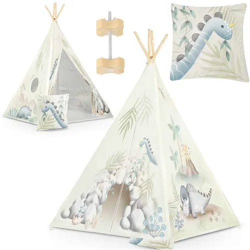Nukido Tipi Zelt für Kinder - Gemütliches Spielzelt in Hellgrün, Grau und Weiß - Spielzelt für Kinder, ideal für drinnen und draußen. Das gemütliche Tipi bietet eine sichere Spieloase mit stylischem Design und praktischem Zeltstabilisator.