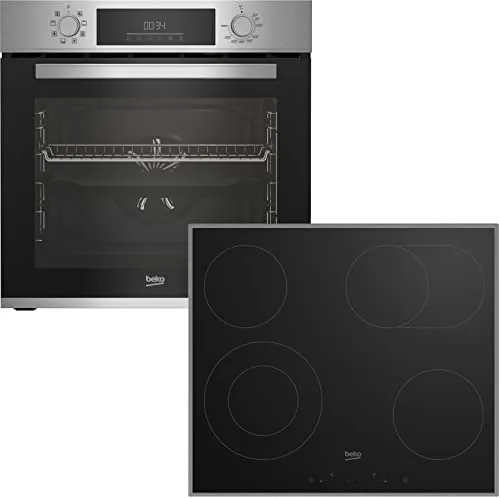 BEKO Backofen-Set BBSM12320X - Edelstahlfarben, 72 l Volumen, mit nachrüstbarem Teleskopauszug und Kindersicherung