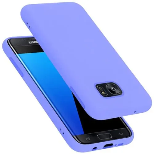 Cadorabo Hülle kompatibel mit Samsung Galaxy S7 Edge Hülle Silikon Handyhülle für Galaxy S7 Edge Case aus flüssigem Silikon- Kratzfeste und stoßfeste dünne TPU Schutzhülle - Liquid HELL LILA