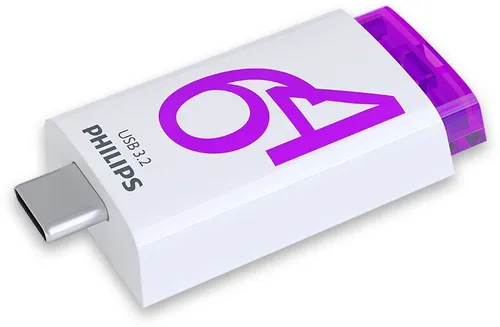 Philips USB Stick 64GB Click Series – Weiß/Pink, Typ-C, USB 3.2 Gen 1
