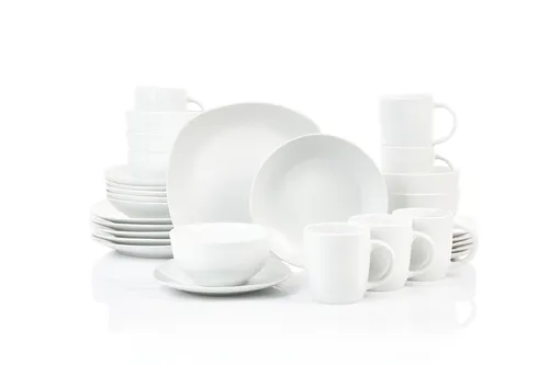 Kombiset Tafelgeschirr EVERY DAY Set 30tlg. Porzellan Geschirr für 6 Personen - Komplett-Service aus hochwertigem Porzellan, eckige Coupform, mikrowellen- und spülmaschinenfest – ideal für jeden Anlass und moderne Tischgestaltung.