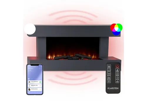 Klarstein Deko Kamin mit LED-Flammen - Elektrischer Kamin mit 2000W Heizung, der realistische Flammenoptik bietet und eine gemütliche Atmosphäre schafft – perfekt für Zuhause oder im Restaurant.