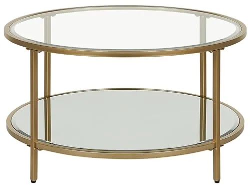 BELIANI Couchtisch Gold Glas / Eisen ø 70 cm