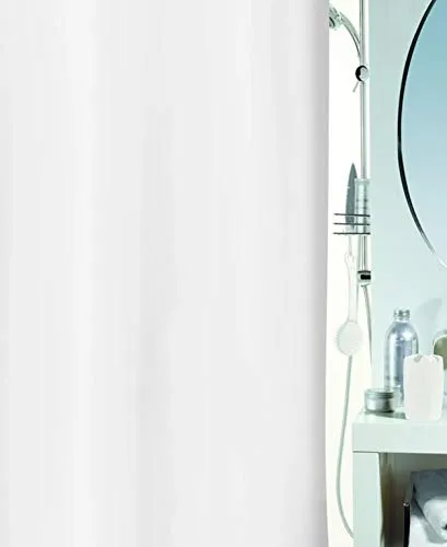 Spirella Anti-Schimmel Duschvorhang - Anti-Bakteriell, waschbar, wasserdicht, Polyester, „Altro“ 180x200cm Weiß