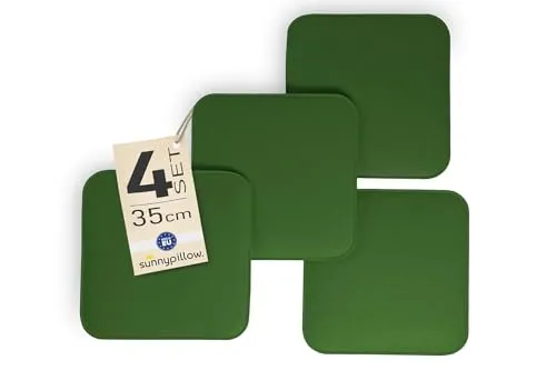 sunnypillow 4er Set Sitzkissen Dunkelgrün - Quadratische Filzkissen 35 x 35 cm für Stühle und Bänke - 4er Set bequeme Filzkissen (35x35 cm) für Stühle und Bänke, ideal für Innen- und Außenbereich. Hochwertige Materialien sorgen für Formstabilität und Komfort. Pflegeleicht und langlebig, perfekt für den täglichen Einsatz!