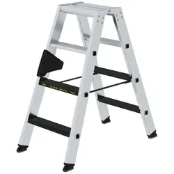 PROREGAL® Stehleiter 250 kg, beidseitig begehbar - Leiter für bis zu 250 kg, ideal für sichere Arbeiten in Höhen mit clip-step R13 und 2x4 Stufen.