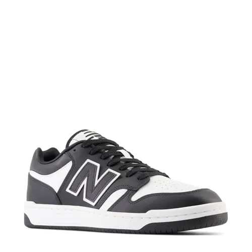 New Balance Herren 480 Sneaker, Schwarz, 44 EU - Herren-Sneaker mit strapazierfähiger Gummi-Außensohle und Basketball-inspiriertem Design für optimale Stabilität und Komfort.