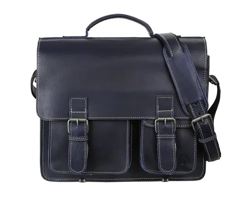 Greenburry Aktentasche Leder 39 cm blau - Hochwertige Aktentasche aus Leder, stilvolles Design in Blau, ideal für Beruf und Freizeit, bietet viel Platz für Laptop und Unterlagen.
