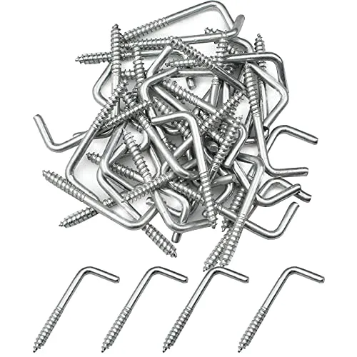 burkfeeg 40 Pcs L-Haken Winkelschrauben Selbstschneidende Hakenschrauben Galvanisch Verzinkt für Wandschränke, Hängende Bilderrahmen, Schlüssel, Tassen