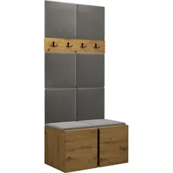 Mirjan24 Garderoben-Set Eiche Artisan in Grau