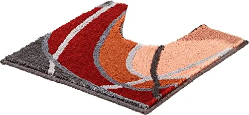 REDBEST WC-Umrandung mit Ausschnitt Lynn Terra Größe 50x50 cm - rutschhemmend, Flauschiger Flor, pflegeleicht, für Fußbodenheizung geeignet