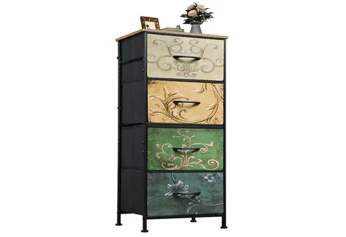 WLIVE Kommode mit 4 Schubladen, Sideboard für Schlafzimmer und Flur