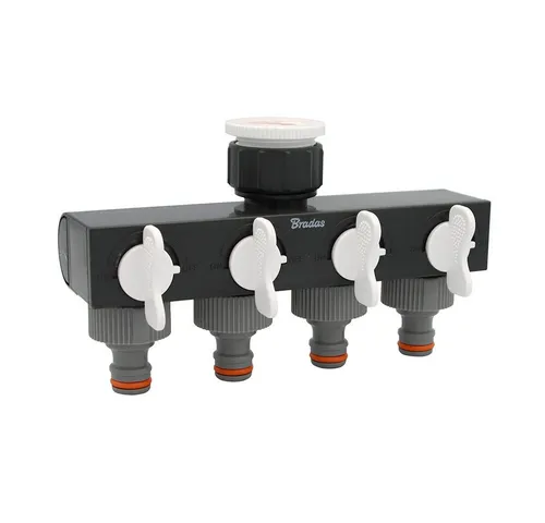 Bradas Schlauchadapter 4-Wege-Verteiler mit Ventilen Bradas WHITE LINE