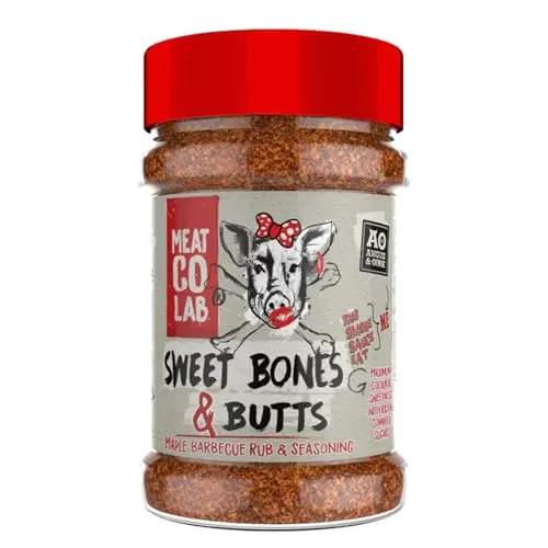 Angus & Oink | Sweet Bones & Butts | Maple BBQ Rub und Gewürz | Glutenfrei, Ohne Konservierungsstoffe | Ideal zum Räuchern, Grillen & Ofen | 200g