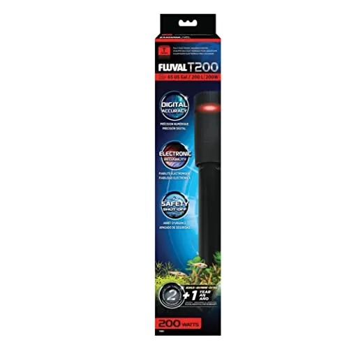 Fluval T200 Vollelektronischer Heizstrahler - Heiz- & Kühlvorrichtungen für Aquarien, präzise Temperaturregelung für Süßwasseraquarien bis 250 l.