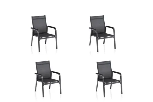 KETTLER Garten-Essgruppe Basic Plus Premium - Praktisches 4er Set Stapelsessel in anthrazit von KETTLER. Genießen Sie höchsten Komfort im Freien mit robustem Aluminium und wasserabweisendem Gewebe. Ideal für Terrasse und Garten, platzsparend stapelbar.