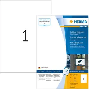 Herma Folienetiketten 9543 Outdoor, wetterfest und stark haftend - Etiketten in A4-Format, 210 x 297 mm, selbstklebend, extrem stark haftend und wasserfest - ideal für den Innen- und Außeneinsatz.