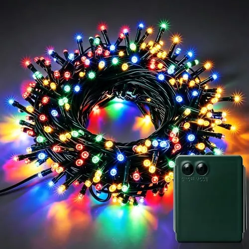 YOSION LED Batterie Lichterkette Kette Batteriebetrieben 8 Modi und Timer Leuchte Dekoratives Beleuchtung Grünes Kabel (Bunt, 100LEDs)