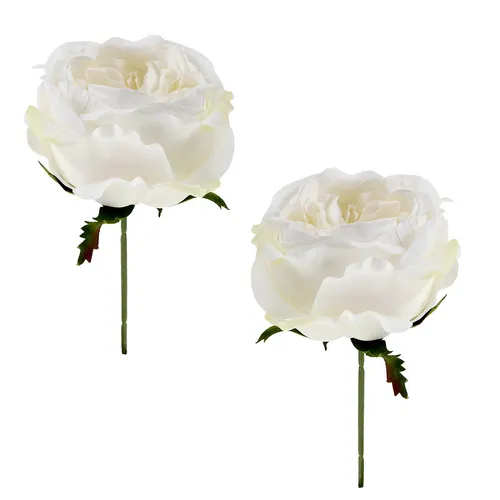 Rosenblüte Weiß 17cm 4St – Künstliche Hochzeitsdeko Seidenblumen, 4 Stück