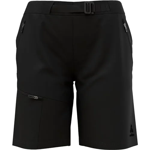 Odlo Damen Ascent Shorts – Größe S, schwarz - Kurze Hosen aus Vier-Wege-Stretchmaterial, ideal für Wanderungen und mit universellem Stil für vielseitige Outdoor-Aktivitäten.