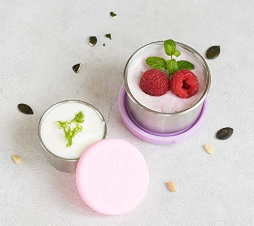 LEKKABOX Dipper, 2er Set (Lavendel) - auslaufsichere Mini Saucen Behälter | Kleine Döschen für Dressing und Dip To Go | Bento Box Lunchbox Zubehör