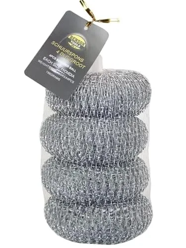 Topfkratzer Topfreiniger Stahlschwamm Reiniger Edelstahl Scheuerschwamm 4-TLG