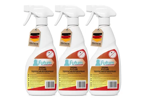 FUTUM Insektenspray für Teppichkäfer, 1.5 l, biozidfreie Formel - FUTUM Insektenspray zur effektiven Bekämpfung von Teppichkäfern und anderen Insekten. Mit seiner biozidfreien, auf Wasserbasis formulierten Rezeptur ist es ideal für den Innen- und Außenbereich.