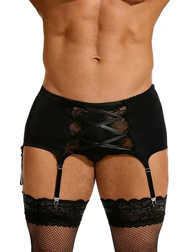 Lau-Fashion Herren Strapsgürtel aus Spitze, M/L/XL - Eleganter Herren Strapsgürtel von Lau-Fashion® aus feiner Spitze. Bietet perfekten Tragekomfort und eine optimale Passform für besondere Anlässe oder alltägliche Verwendung. Pflegeleicht bei 30 Grad in der Maschine.