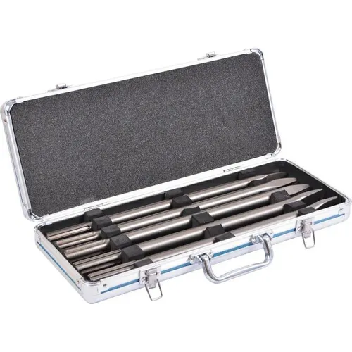 Makita Meißel-Set für SDS-MAX Meißelbohrer (5 Stück) - Aluminium-Transportkoffer - Spitz, Flach - Hartstahl - Burin-et-pic pour marteau perforateur - Meißel