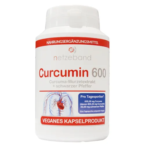 Curcumin 600mg aus Kurkuma Extrakt - 100 Curcuma vegane Kapseln Hochdosiert