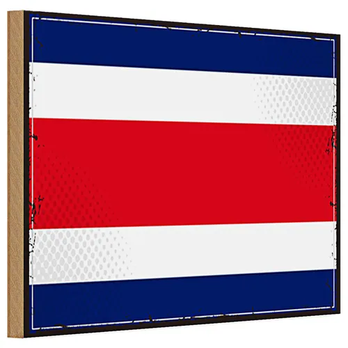 Holzschild Flagge Costa Rica 30x20cm Retro Costa Rica
