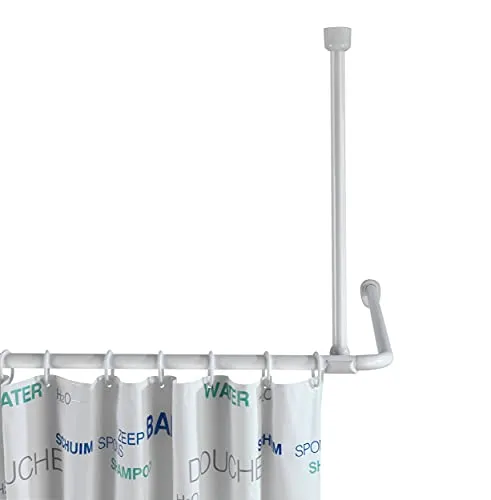 WENKO Deckenstütze für Dusch- und Badewannenstangen, für Stangen mit Ø 2/2,5 cm, zum Bohren – inkl. Befestigungsmaterial, rostfreies & langlebiges Aluminium, 57 cm Länge, Weiß