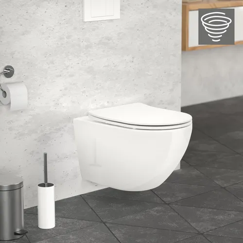 LuxeBath Wand WC Spülrandlos, Weiß, Tiefspüler - Sanitäranlagen & Zubehör – Modernes spülrandloses Wand-WC mit Softclose-Klodeckel für höchste Hygiene und einfachen Einbau, ideal für jedes Zuhause.