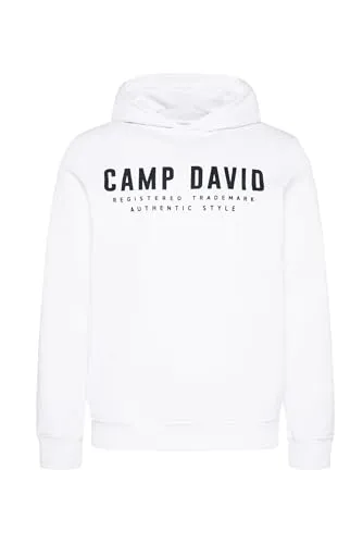 Camp David Herren Basic Hoodie mit Logo Print Opticwhite S von CAMP DAVID