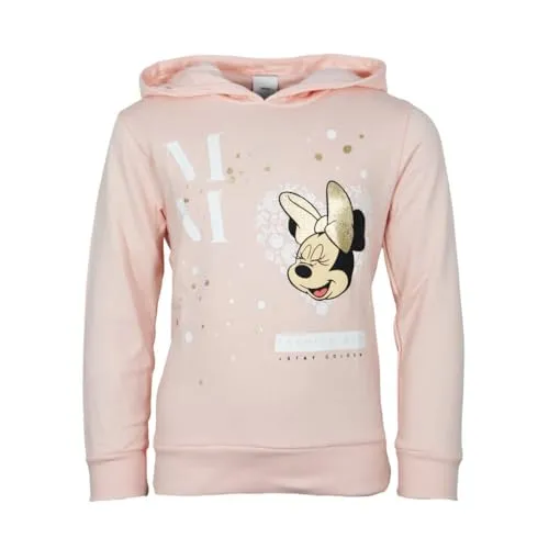 Disney Minnie Maus Mädchen Kapuzen‑Hoodie (Gr. 104–152) – Weicher Baumwoll‑Sweat mit goldenen Akzenten, Farbe: Rosa, Bekleidungsgröße: 128