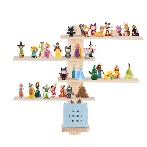 Todeco Tonie-Regal für Toniebox Hörfiguren - Kinderzimmerregal mit Platz für 50-60 Tonie-Figuren, sorgt für Ordnung und eine ansprechende Präsentation im Kinderzimmer.