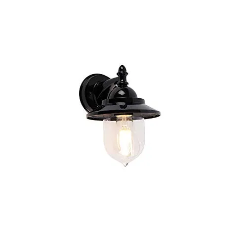 Qazqa Oxford - Moderne Klassische Außen Wandleuchte schwarz - Robuste IP44 Wandleuchte aus Aluminium, ideal für Außenbereiche wie Garagen oder Keller. E27 Fassung, dimmbar für individuelle Lichtgestaltung.