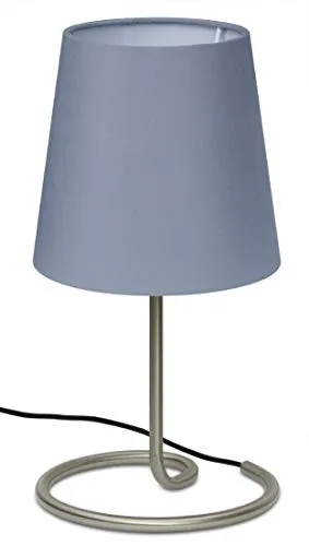 Trango 2018-05G Nachttischlampe *GREYNY* Tischleuchte mit Stoffschirm in Grau inkl. 1x E14 Fassung Fensterbanklampe, Schreibtischleuchte, Tischlampe L: 20cm – B: 10cm