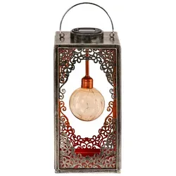 Dehner LED Solarleuchte Marsa - Romantische Solar-Laterne mit orientalischen Ornamenten - Lampen - Die Dehner Solar-Laterne Marsa taucht Ihren Garten in warmweißes Licht und schafft eine romantische Atmosphäre. Witterungsbeständig und mit Dämmerungssensor für bis zu 6 Stunden Licht ohne Stromanschluss.