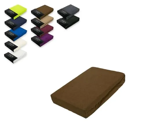 EXKLUSIV HEIMTEXTIL Frottee Spannbettlaken 200 x 220 cm - Spannbetttücher in Schokobraun, aus 80% Baumwolle und 20% Polyester, Öko-Tex zertifiziert. Ideal für Matratzenhöhen bis 35 cm, sorgt für rutschfesten und faltenfreien Schlafkomfort.