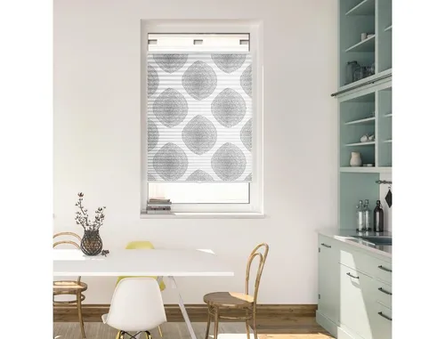 Lichtblick Plissee Klemmfix - Blickdicht und ohne Bohren in Stripy Boho Drop Weiß - Rollos mit brillantem Digitaldruckmotiv, 100% Made in Deutschland, einfache Montage ohne Bohren und stufenlose Höhenverstellung für optimalen Sichtschutz.