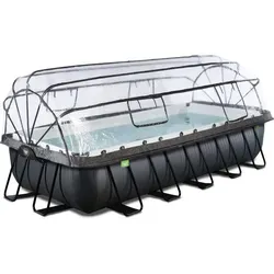 EXIT Swimming Pool Premium 540 x 250 x 100 cm Schwarz mit Sonnendach - Swimmingpool mit robustem, rostfreiem Rahmen und hochwertiger Sandfilterpumpe für sauberes Wasser. Das Sonnendach sorgt für optimale Wassertemperatur und Schutz vor Schmutz.