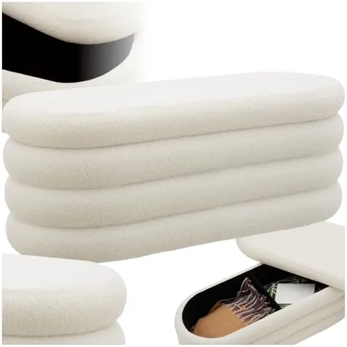 tectake Bank Polsterbank, Bouclé creme-weiß in beige von tectake