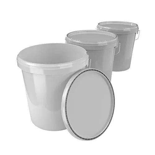 3X Eimer mit Deckel 16 Liter Grau in grau von FixedByU