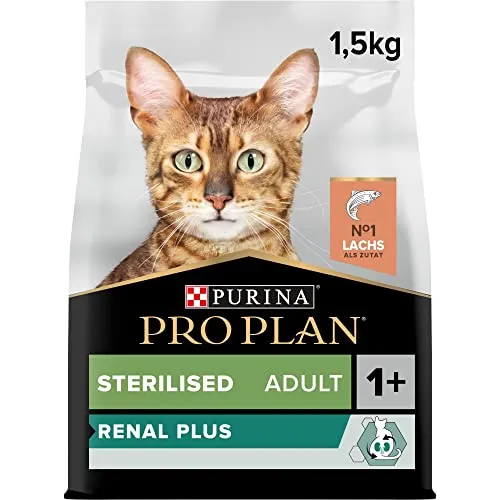 Pro Plan Sterilised Adult 1+ Katzenfutter trocken mit OPTIRENAL, reich an Lachs, 1er Pack (1 x 1,5kg)