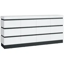 Sideboard ASMUS weiß - Elegantes Design für Ihr Zuhause - Schränke & Wandschränke: Modernes Sideboard in Weiß, ideal für Büro oder Wohnraum, bietet viel Stauraum bei kompakten Maßen von 201x93x45 cm.