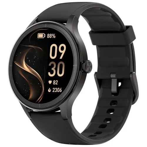 TOOBUR Smartwatch Herren Damen Rund, 40 mm Schrittzähler & Fitness Uhr für Alltag, 100+ Sportmodi, Elegant Frauen Smart Watch Android/iOS Kompatibel, Telefonfunktion mit Anrufe, IP68, Schwarz