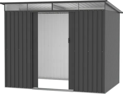 Tepro Metallgerätehaus Multi Shed XL Skylight, Schwarz - Gerätehäuser aus pulverbeschichtetem, feuerverzinktem Stahlblech mit 2 Schiebetüren und Lichtband für optimale Belüftung – einfacher Aufbau in wenigen Stunden.