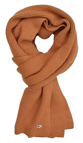 Calvin Klein CK METAL CHUNKY RIB HW SCARF - Modeschal aus weicher Wollmischung, dehnbar und vielseitig kombinierbar für stylische Winterlooks.